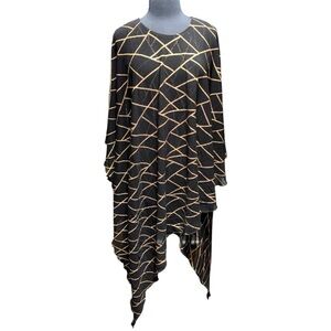 Kokomo Unlimited Black Gold Tunic Top Size Small Oversized Layered Kimono Style